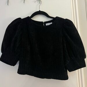 TCEC Cropped Black Puff Sleeve Top, NWOT